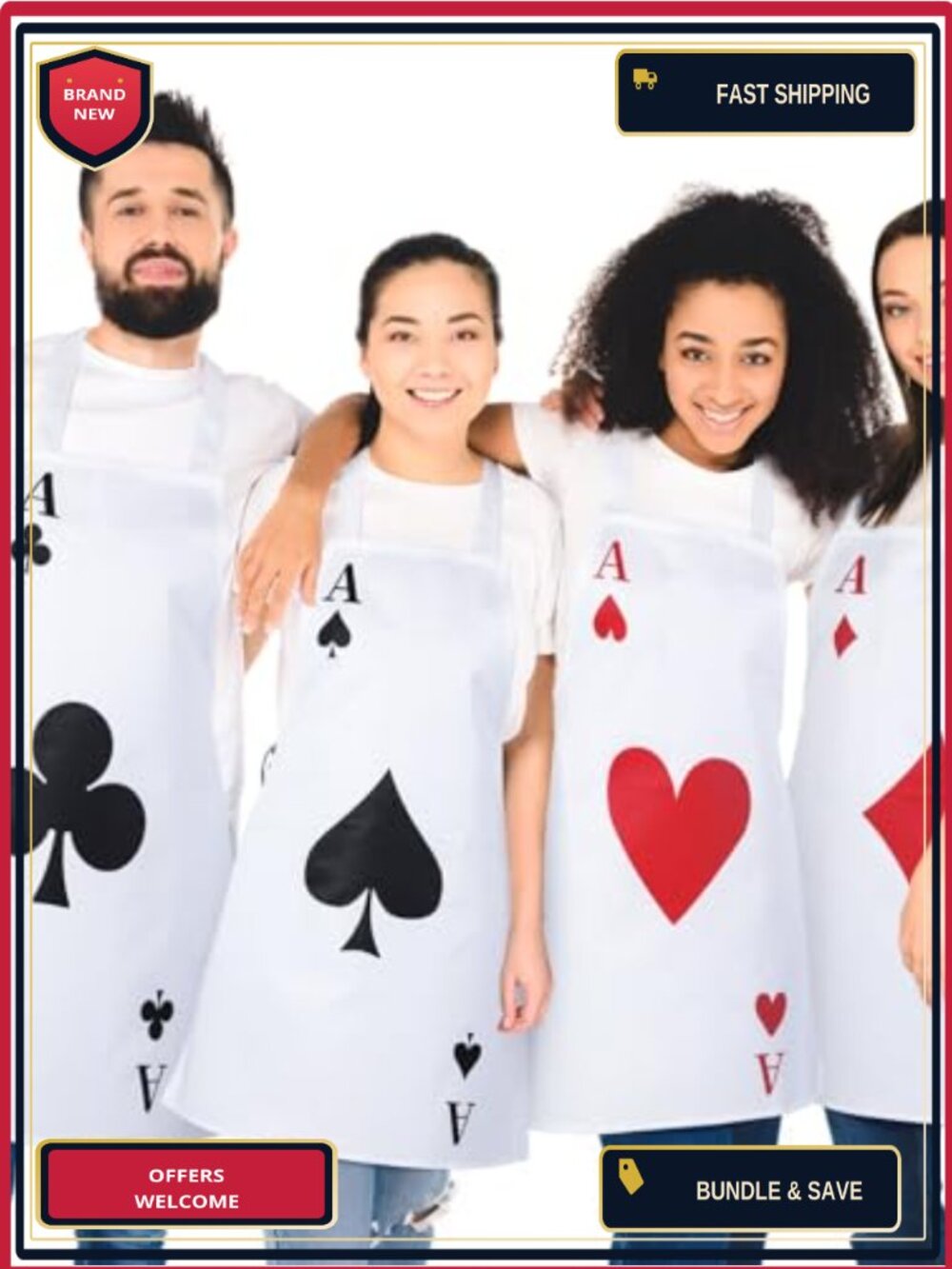 Playing Card Costume Apron Set 4 Pieces Polyester Faux Leather